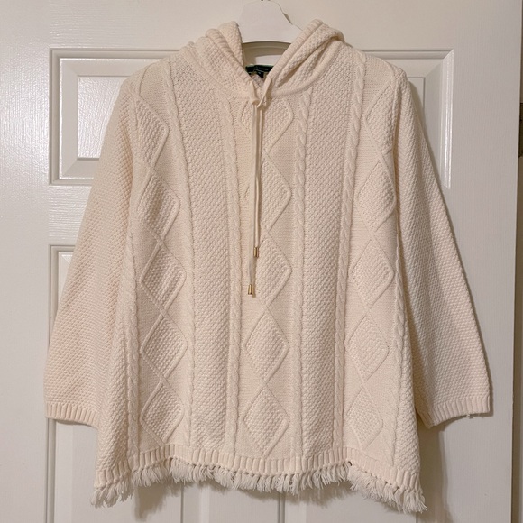 C. Wonder Sweaters - (NLA) Ⓜ️ C. Wonder Ivory Hooded Cable Knit Sweater Size M